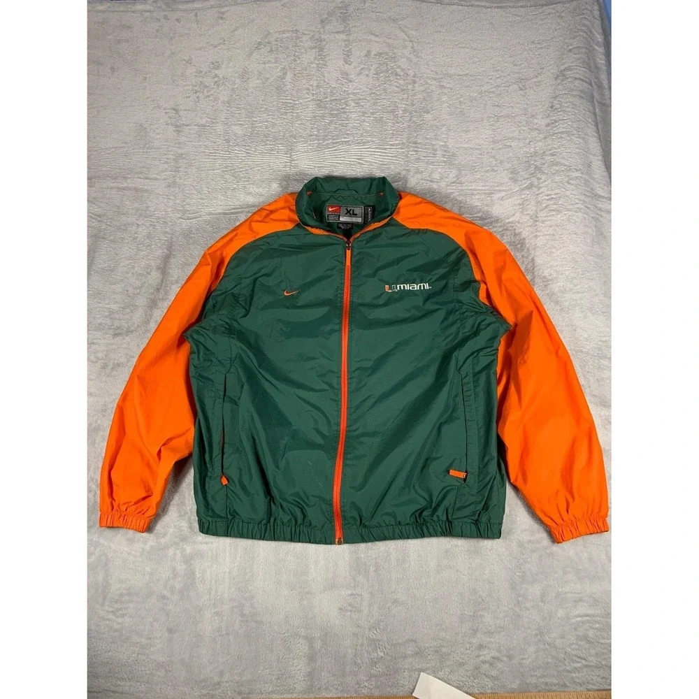 Vintage Nike University of Miami Hurricanes Mens XL Green Jacket Team Zip